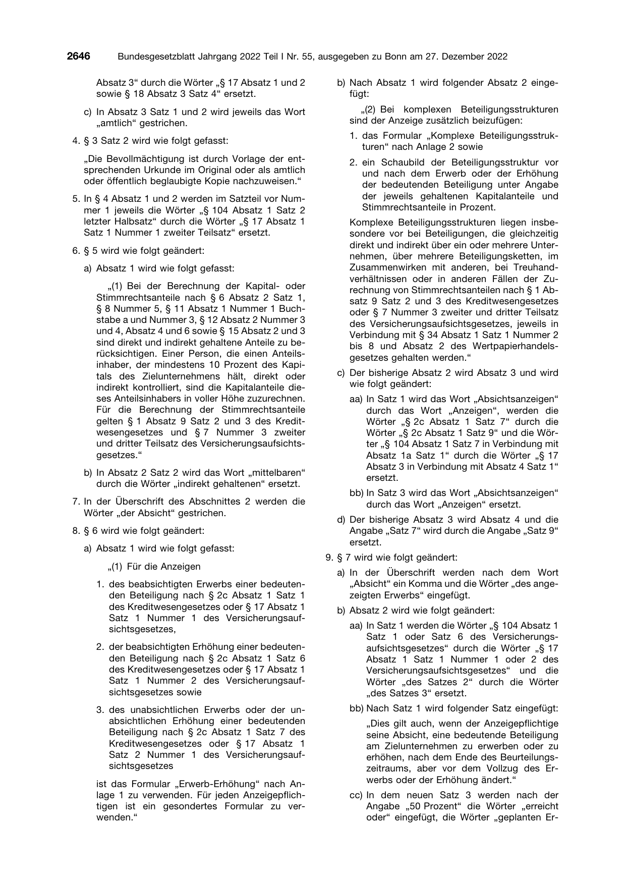 BGBl. 2022, Seite 2646 — Originalseite als Abbildung