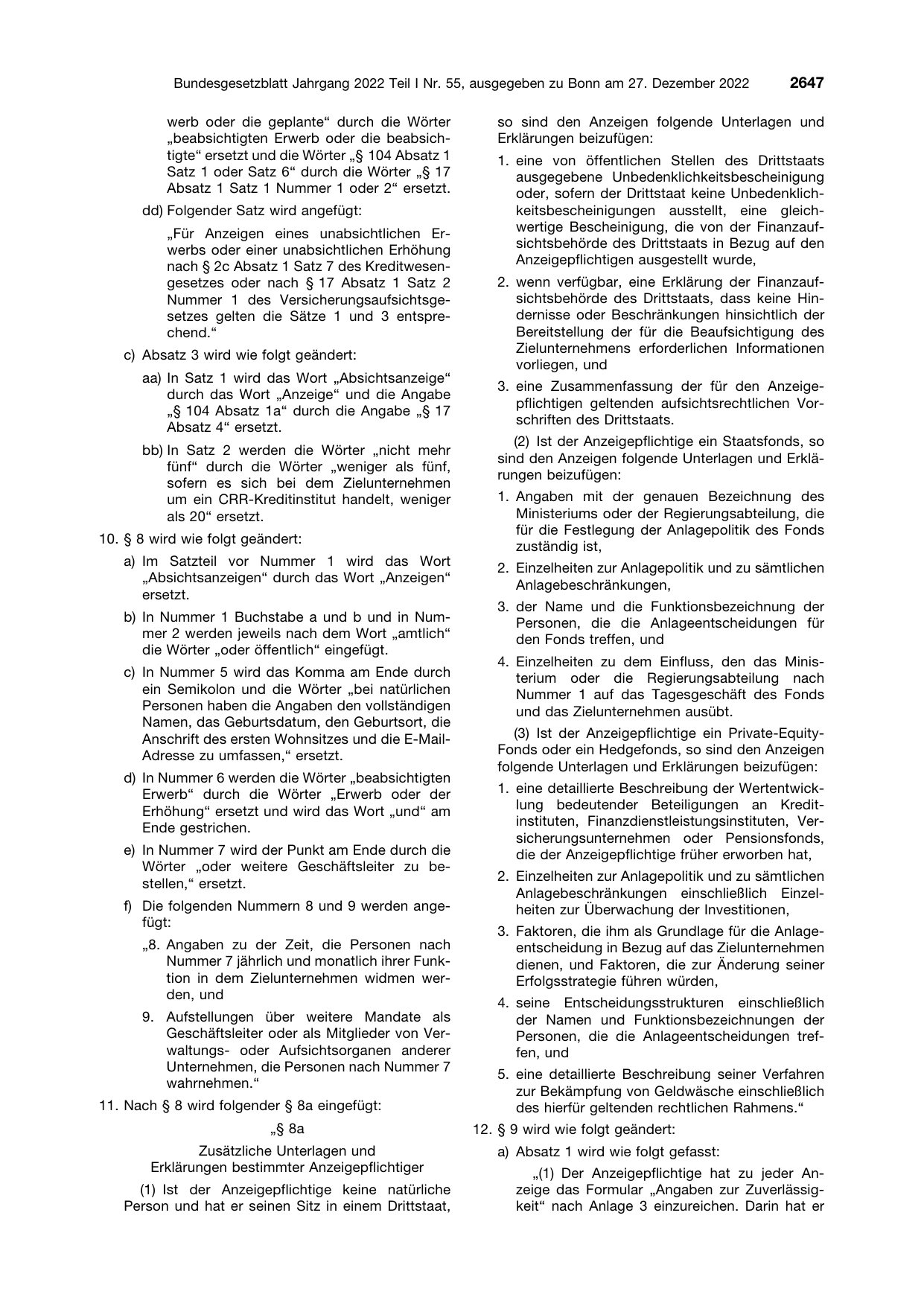 BGBl. 2022, Seite 2647 — Originalseite als Abbildung