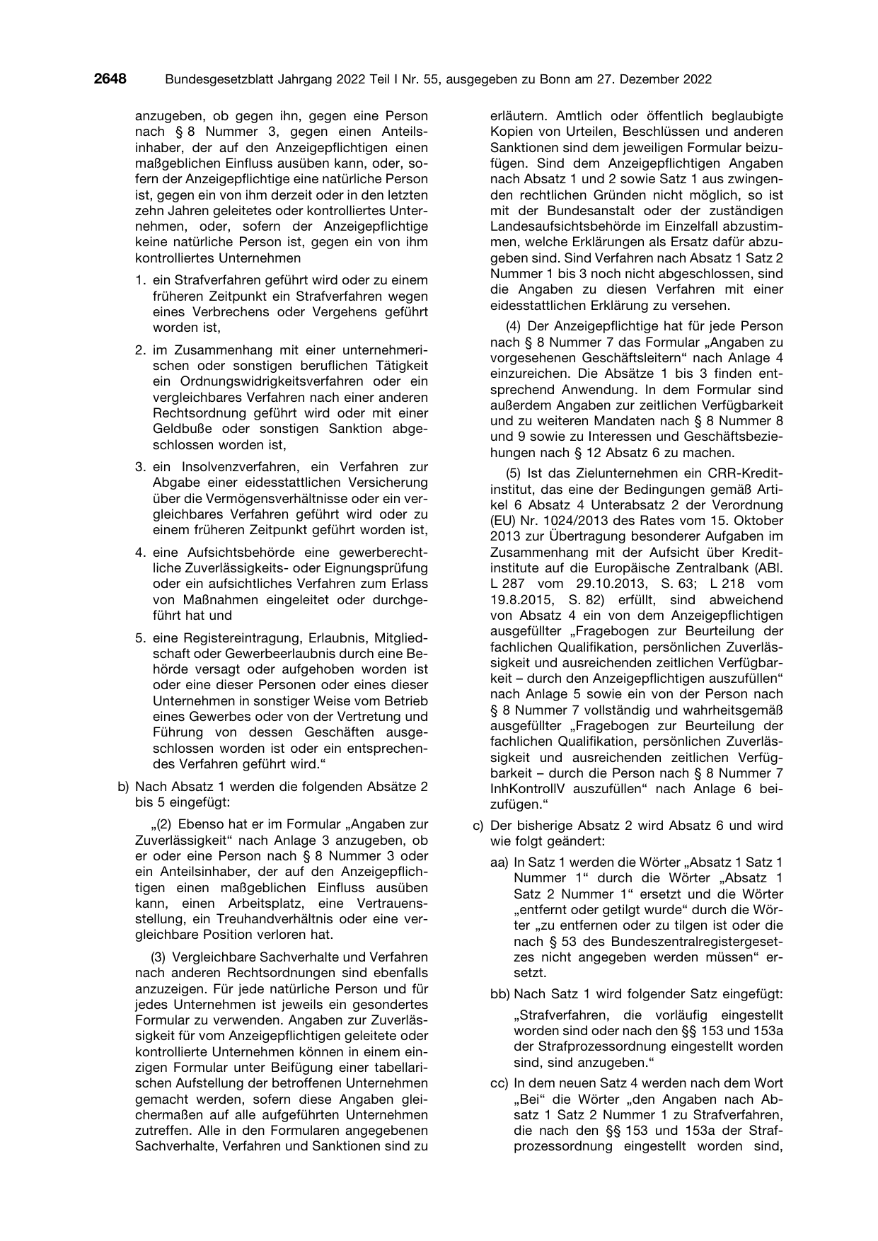 BGBl. 2022, Seite 2648 — Originalseite als Abbildung