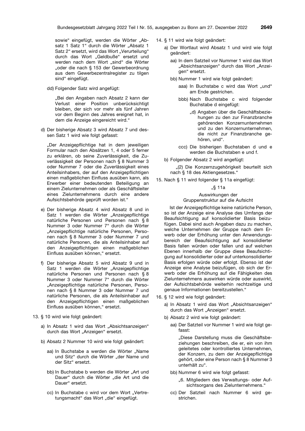 BGBl. 2022, Seite 2649 — Originalseite als Abbildung