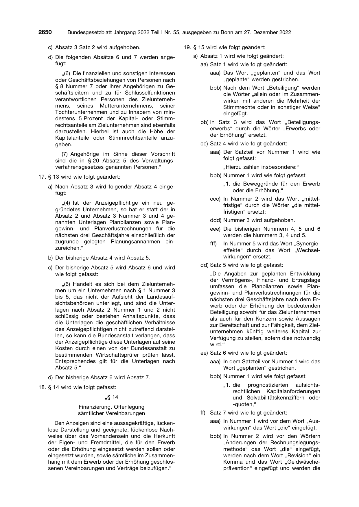 BGBl. 2022, Seite 2650 — Originalseite als Abbildung