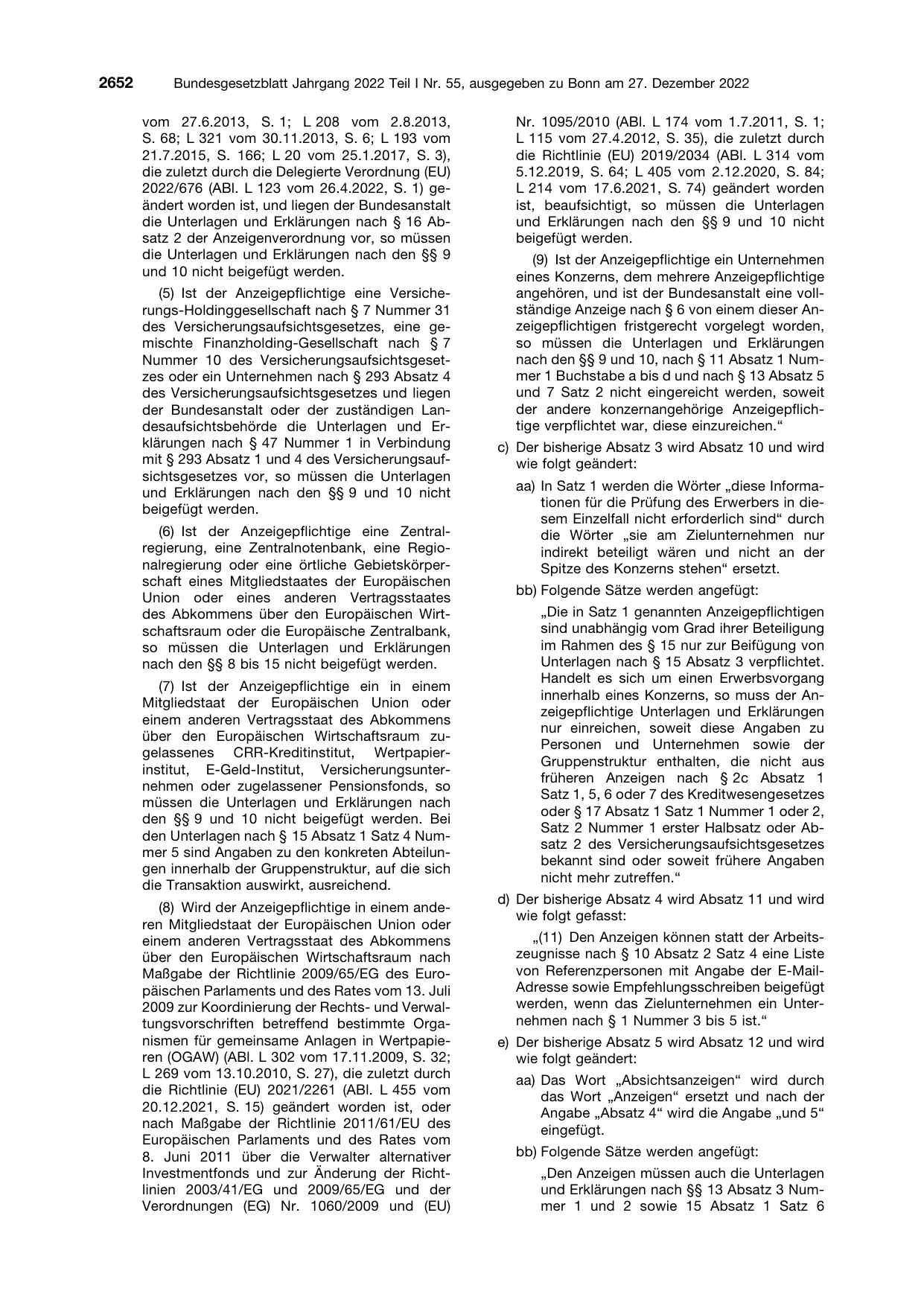 BGBl. 2022, Seite 2652 — Originalseite als Abbildung