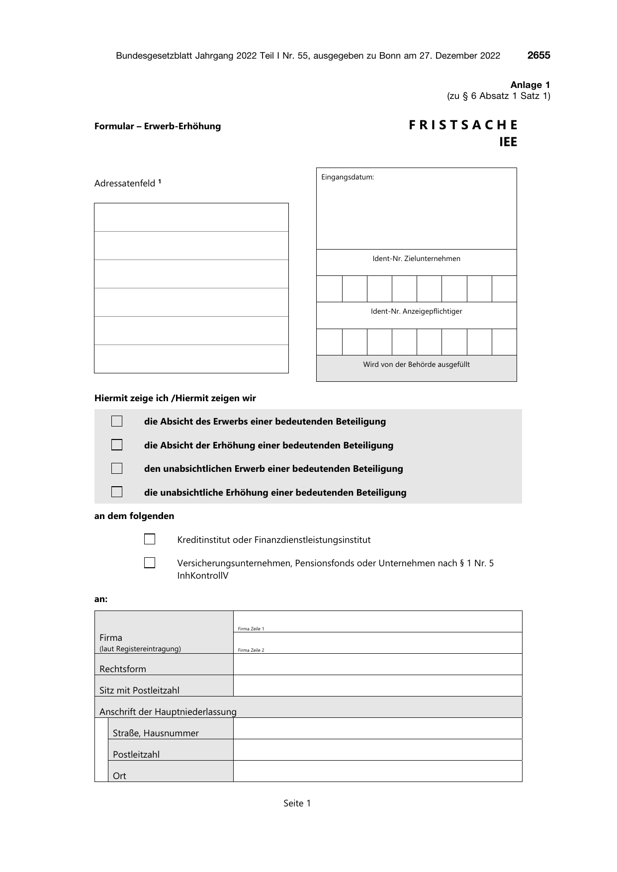 BGBl. 2022, Seite 2655 — Originalseite als Abbildung