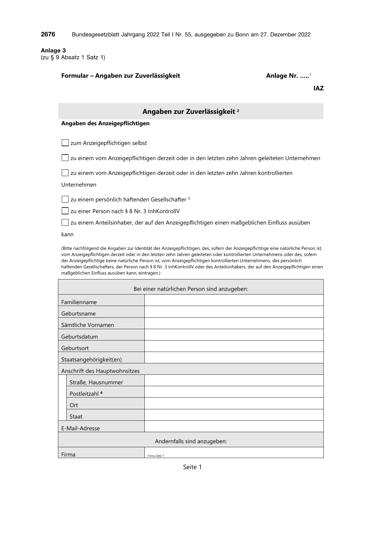 BGBl. 2022, Seite 2676 — Originalseite als Abbildung