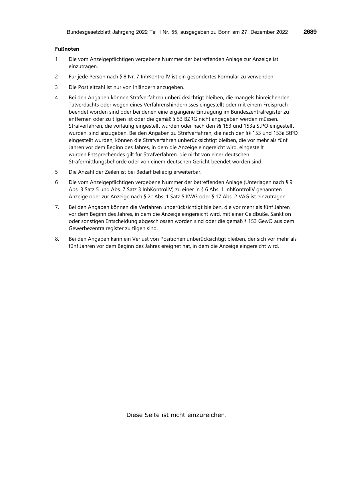 BGBl. 2022, Seite 2689 — Originalseite als Abbildung