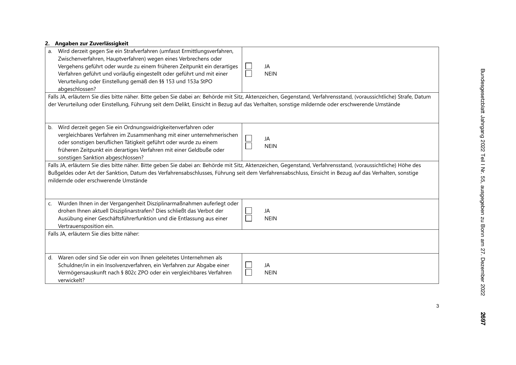 BGBl. 2022, Seite 2697 — Originalseite als Abbildung