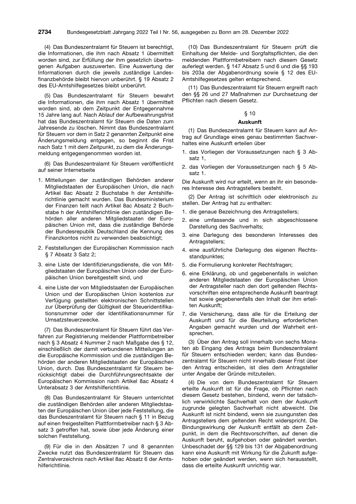 BGBl. 2022, Seite 2734 — Originalseite als Abbildung