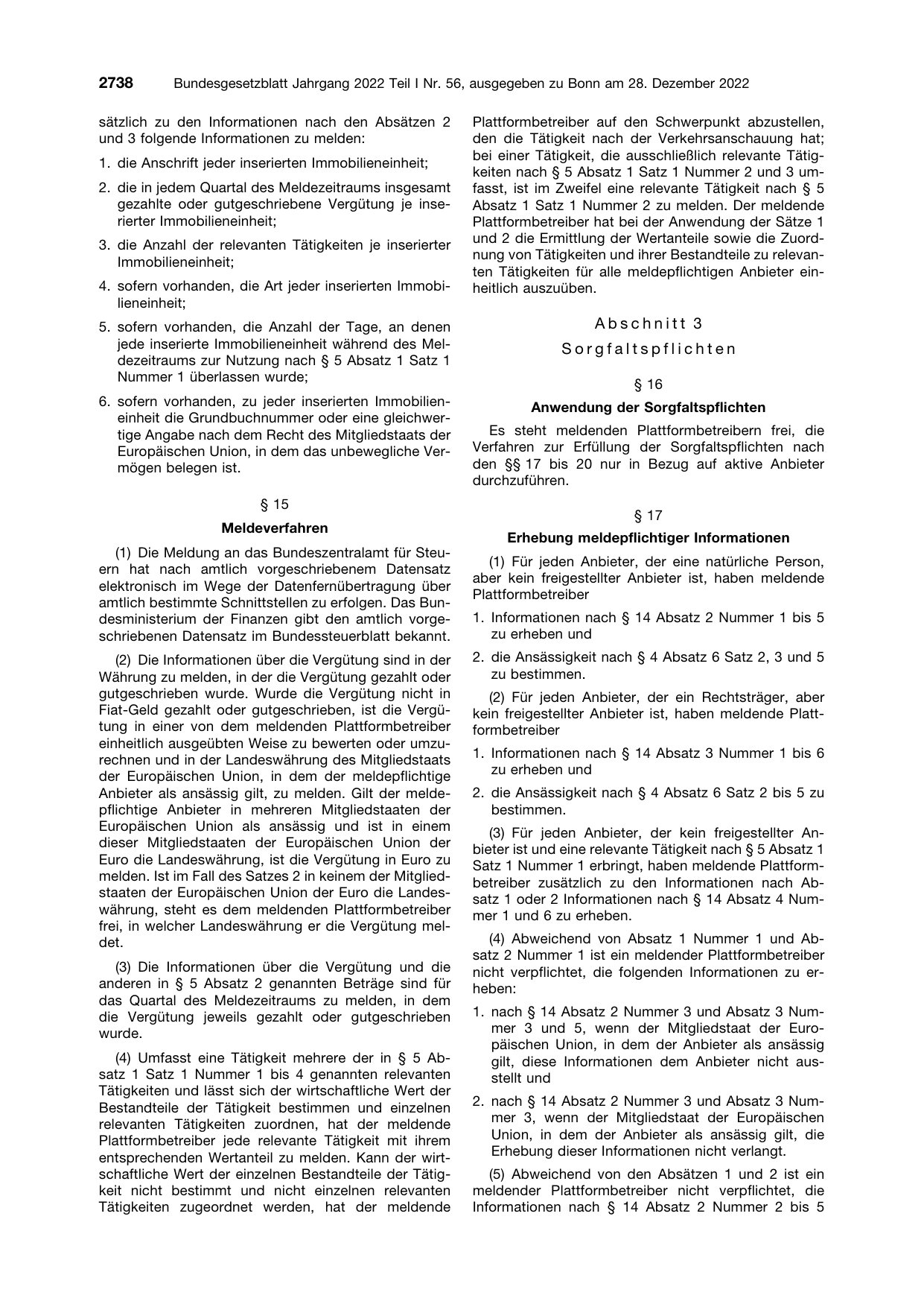 BGBl. 2022, Seite 2738 — Originalseite als Abbildung