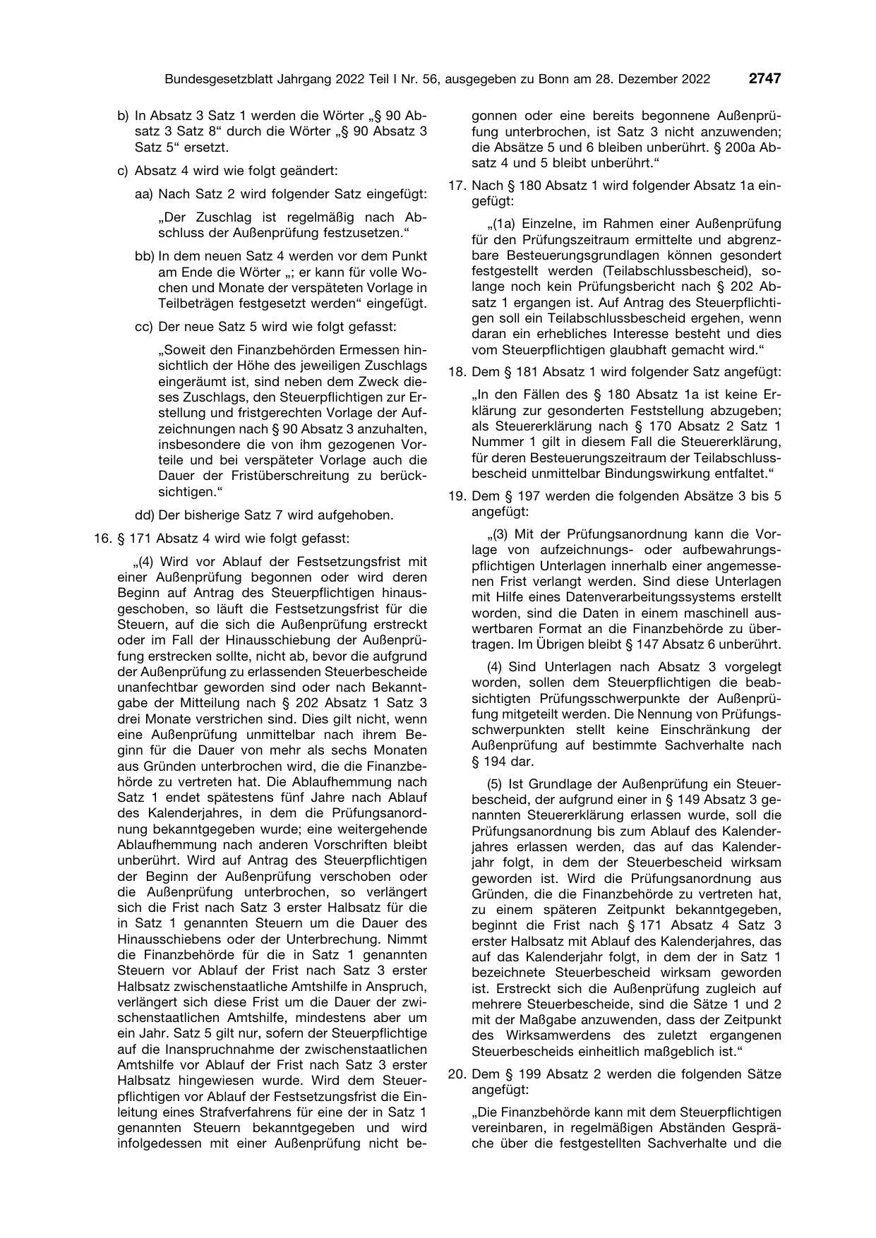 BGBl. 2022, Seite 2747 — Originalseite als Abbildung