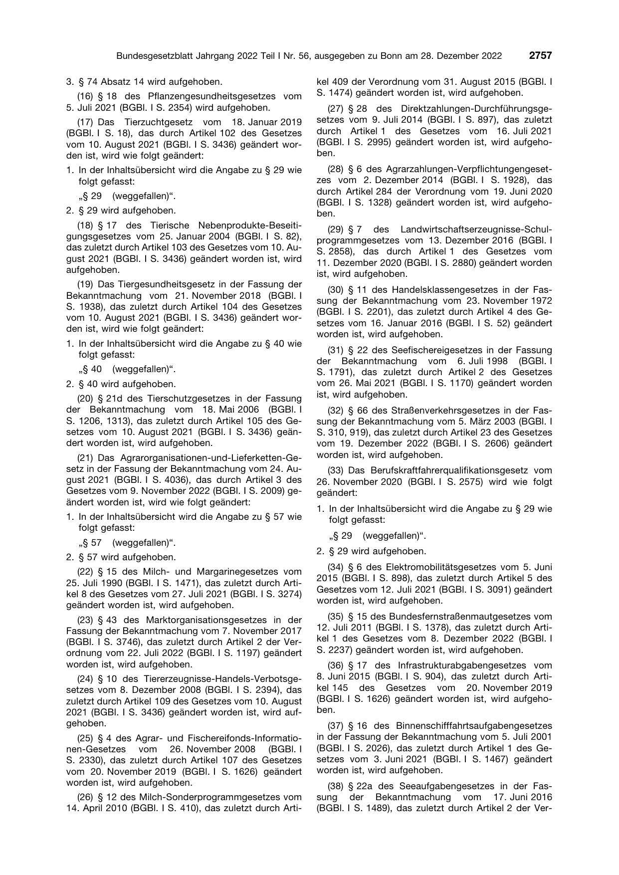 BGBl. 2022, Seite 2757 — Originalseite als Abbildung