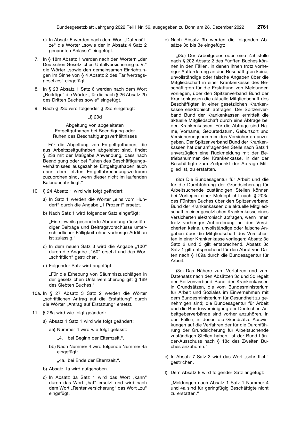 BGBl. 2022, Seite 2761 — Originalseite als Abbildung