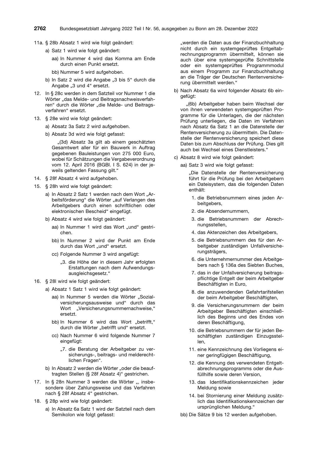 BGBl. 2022, Seite 2762 — Originalseite als Abbildung