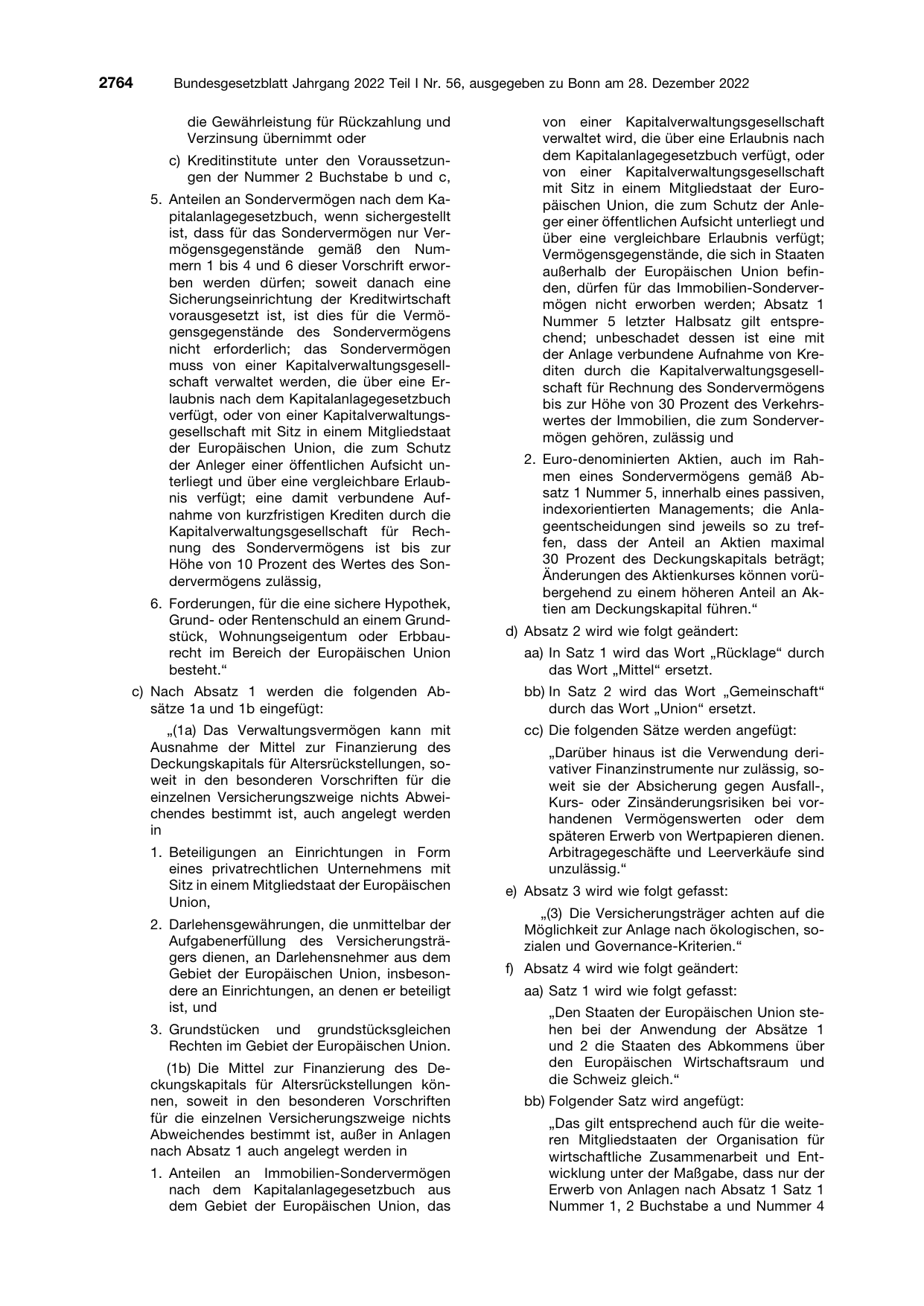 BGBl. 2022, Seite 2764 — Originalseite als Abbildung