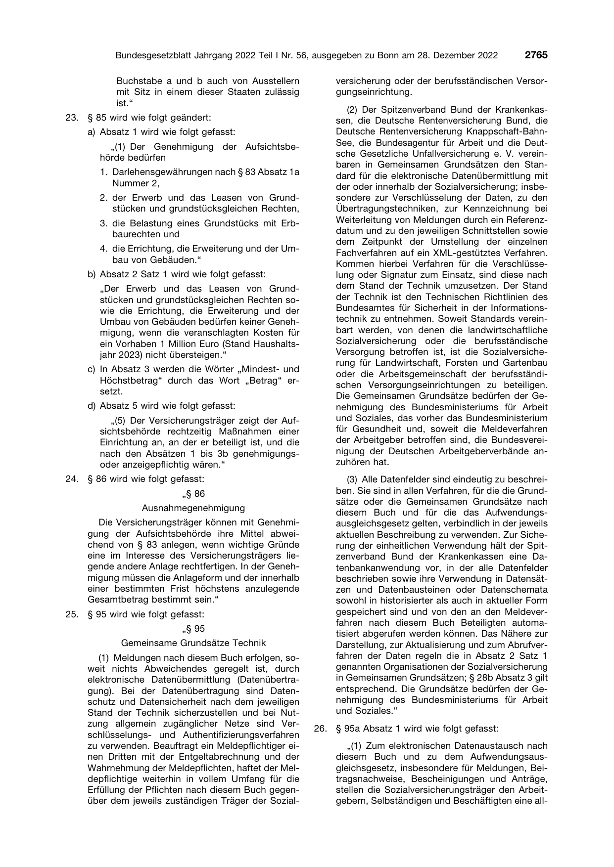 BGBl. 2022, Seite 2765 — Originalseite als Abbildung