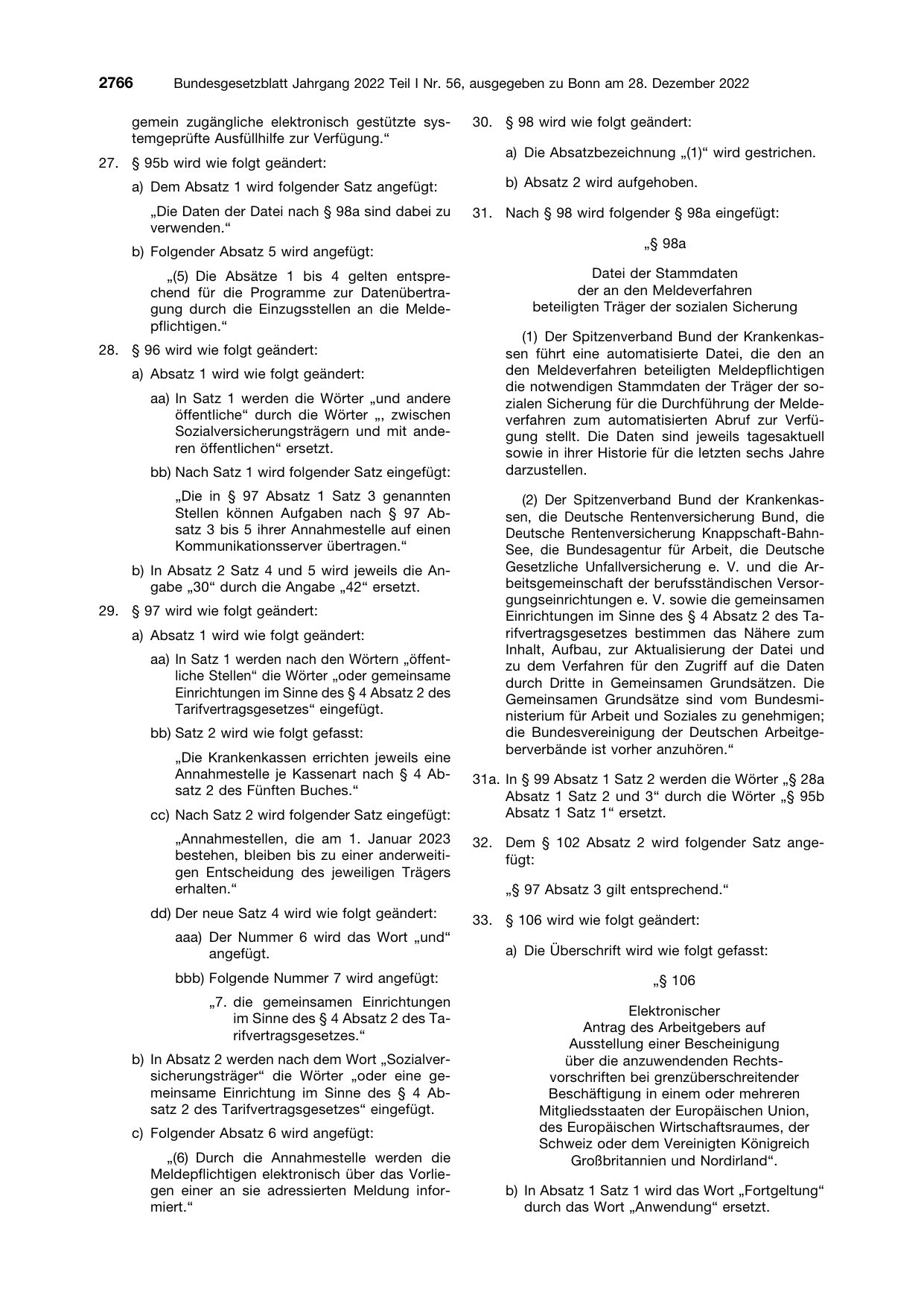 BGBl. 2022, Seite 2766 — Originalseite als Abbildung