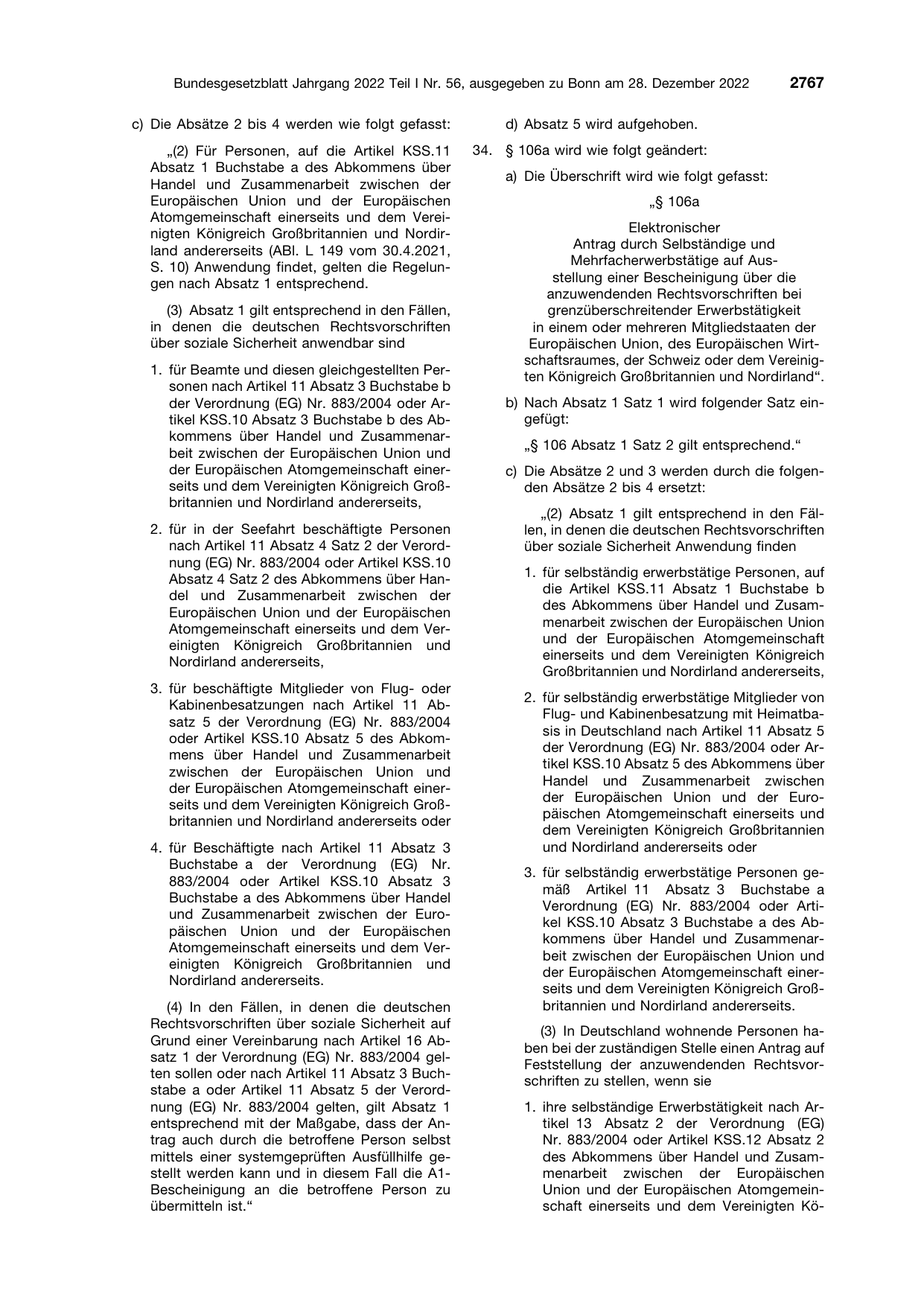 BGBl. 2022, Seite 2767 — Originalseite als Abbildung