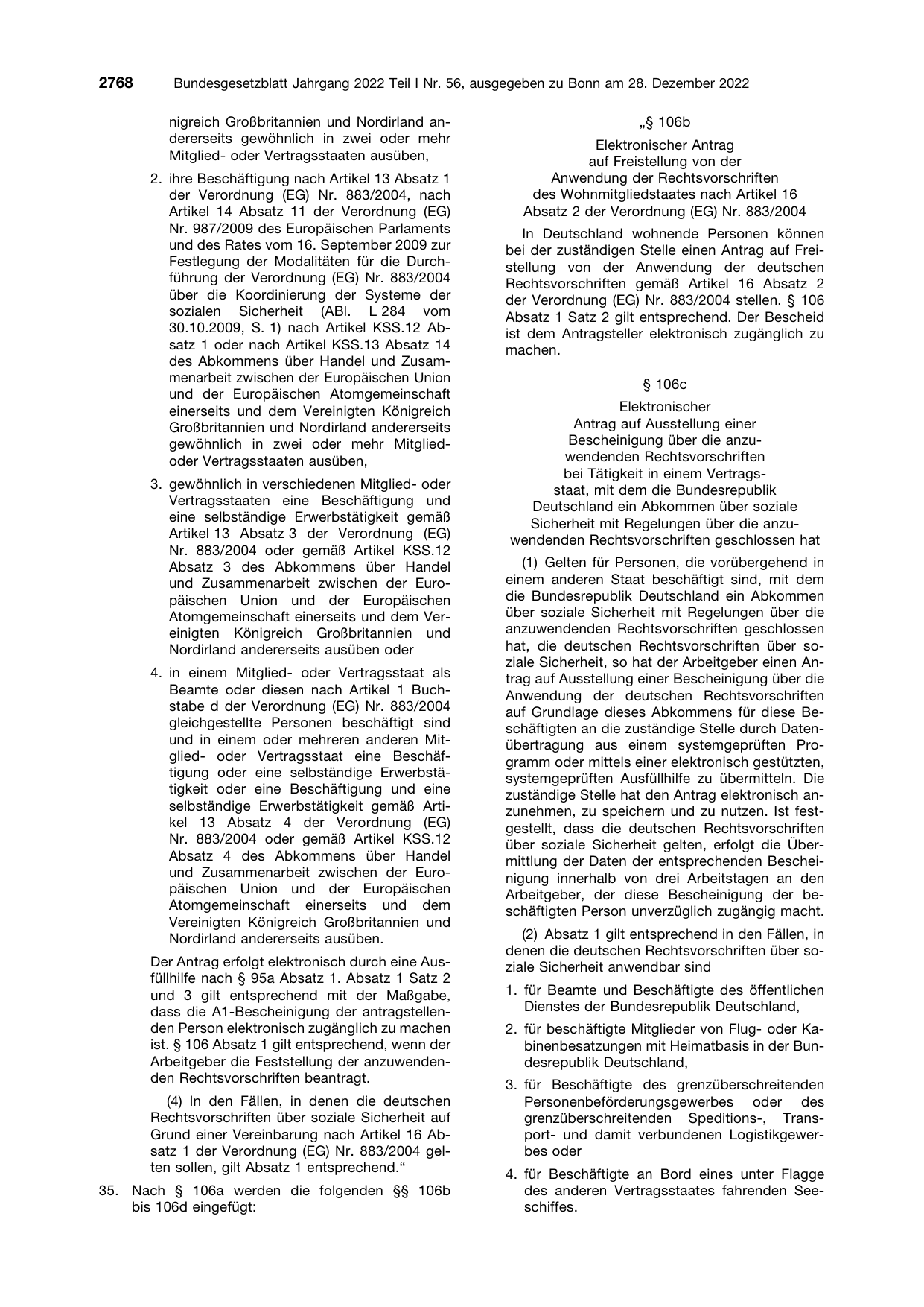 BGBl. 2022, Seite 2768 — Originalseite als Abbildung