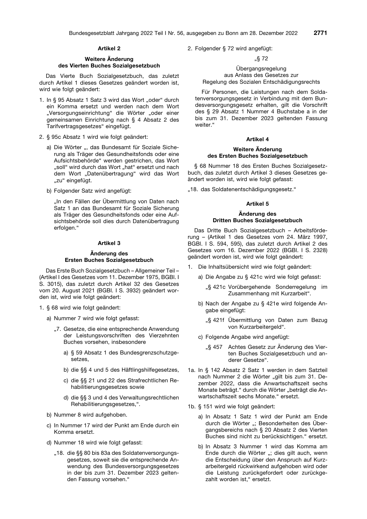 BGBl. 2022, Seite 2771 — Originalseite als Abbildung