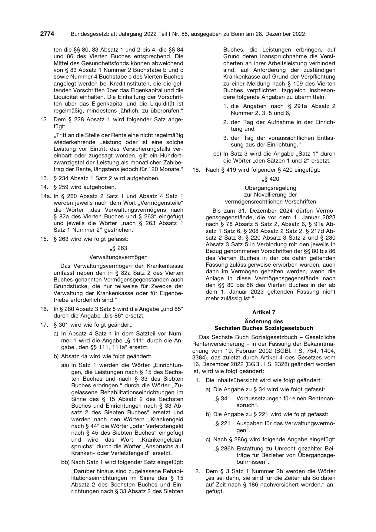 BGBl. 2022, Seite 2774 — Originalseite als Abbildung