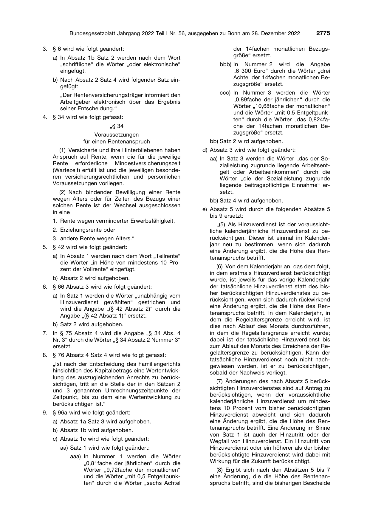 BGBl. 2022, Seite 2775 — Originalseite als Abbildung