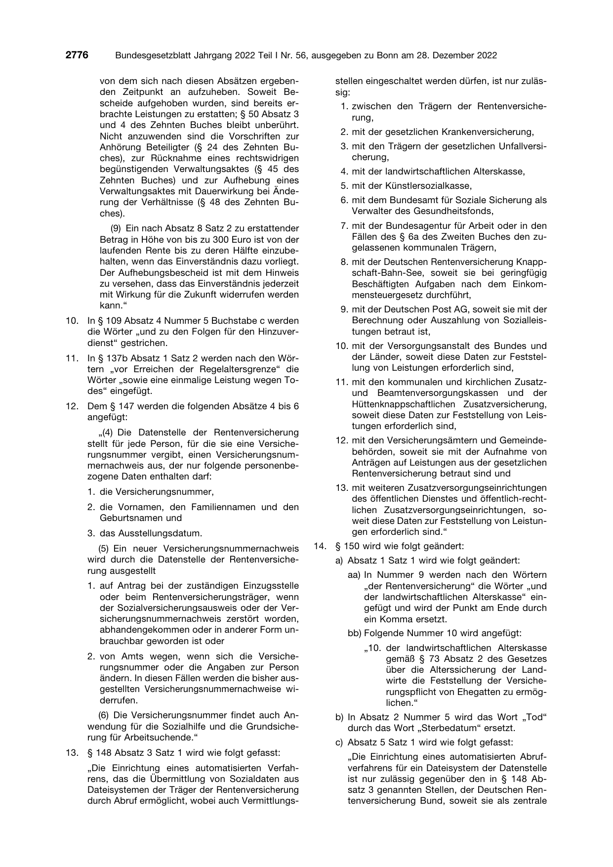 BGBl. 2022, Seite 2776 — Originalseite als Abbildung