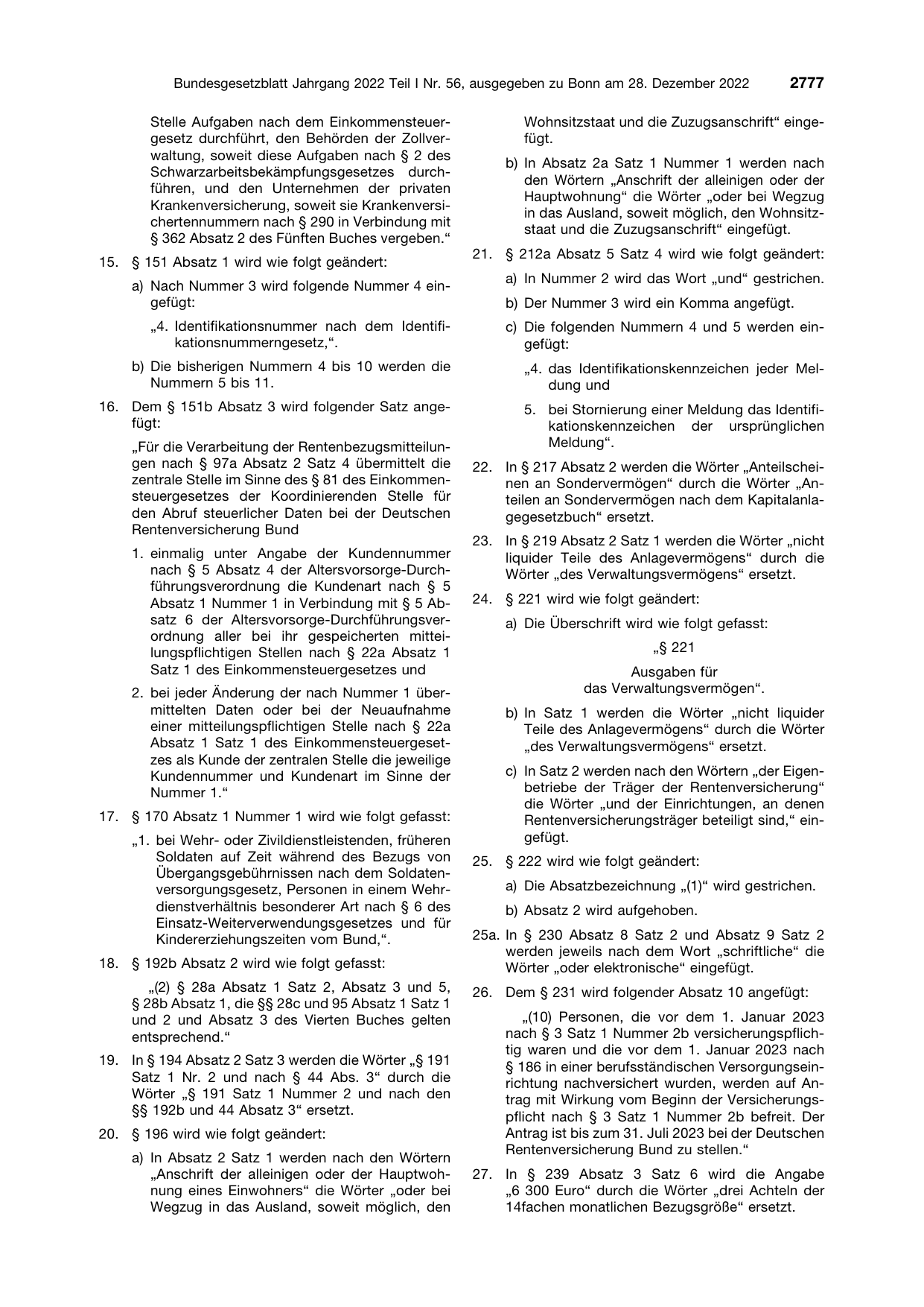 BGBl. 2022, Seite 2777 — Originalseite als Abbildung
