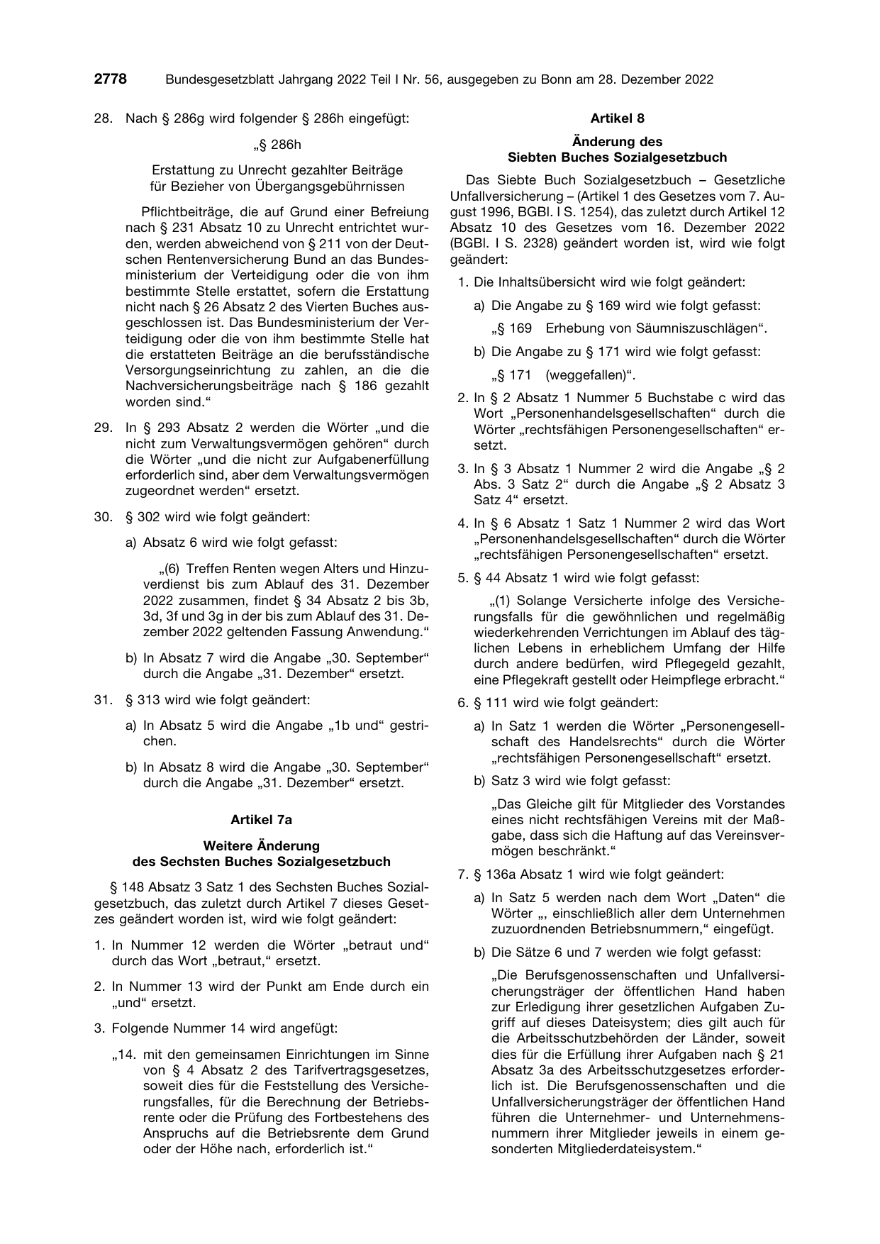 BGBl. 2022, Seite 2778 — Originalseite als Abbildung
