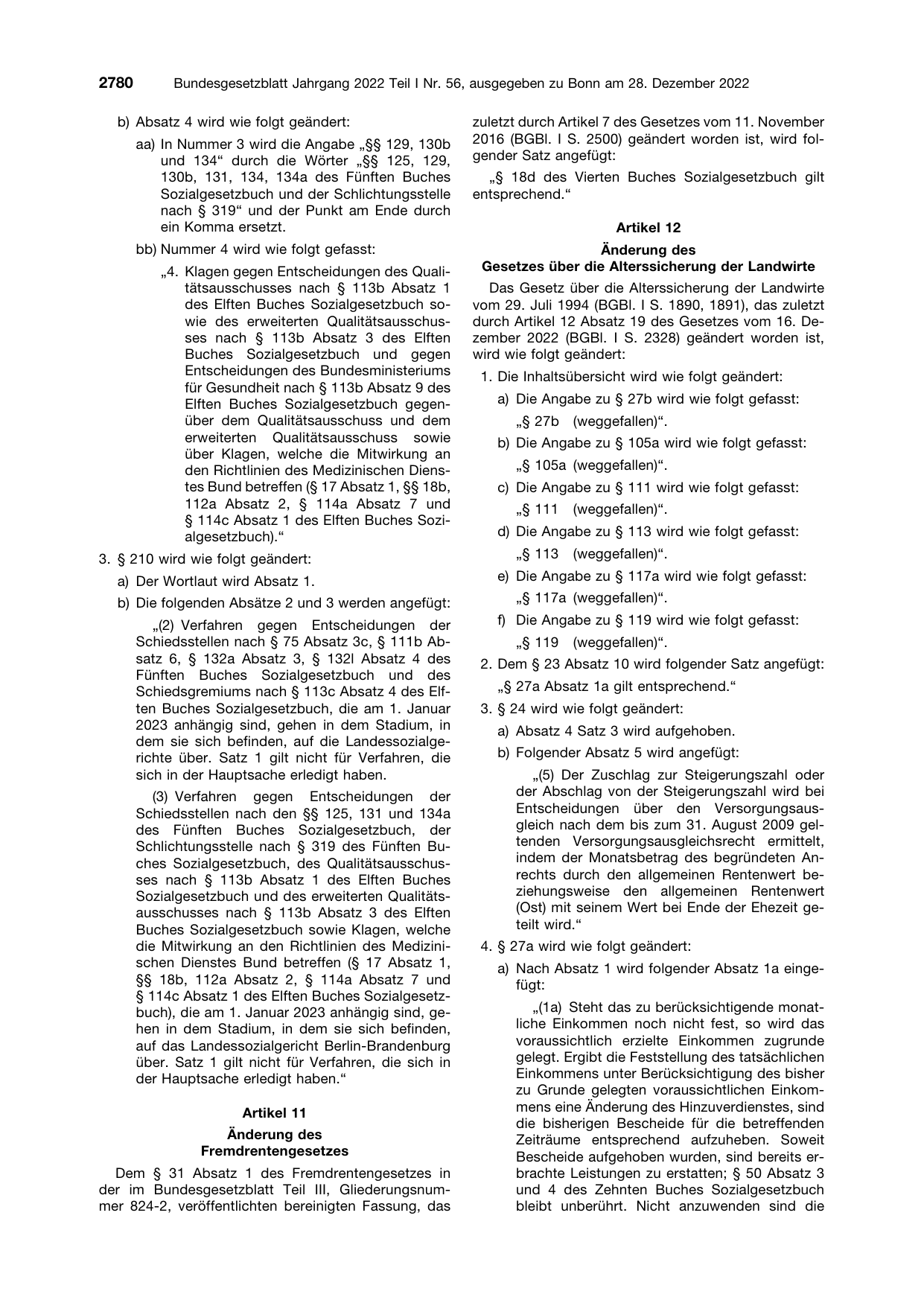BGBl. 2022, Seite 2780 — Originalseite als Abbildung