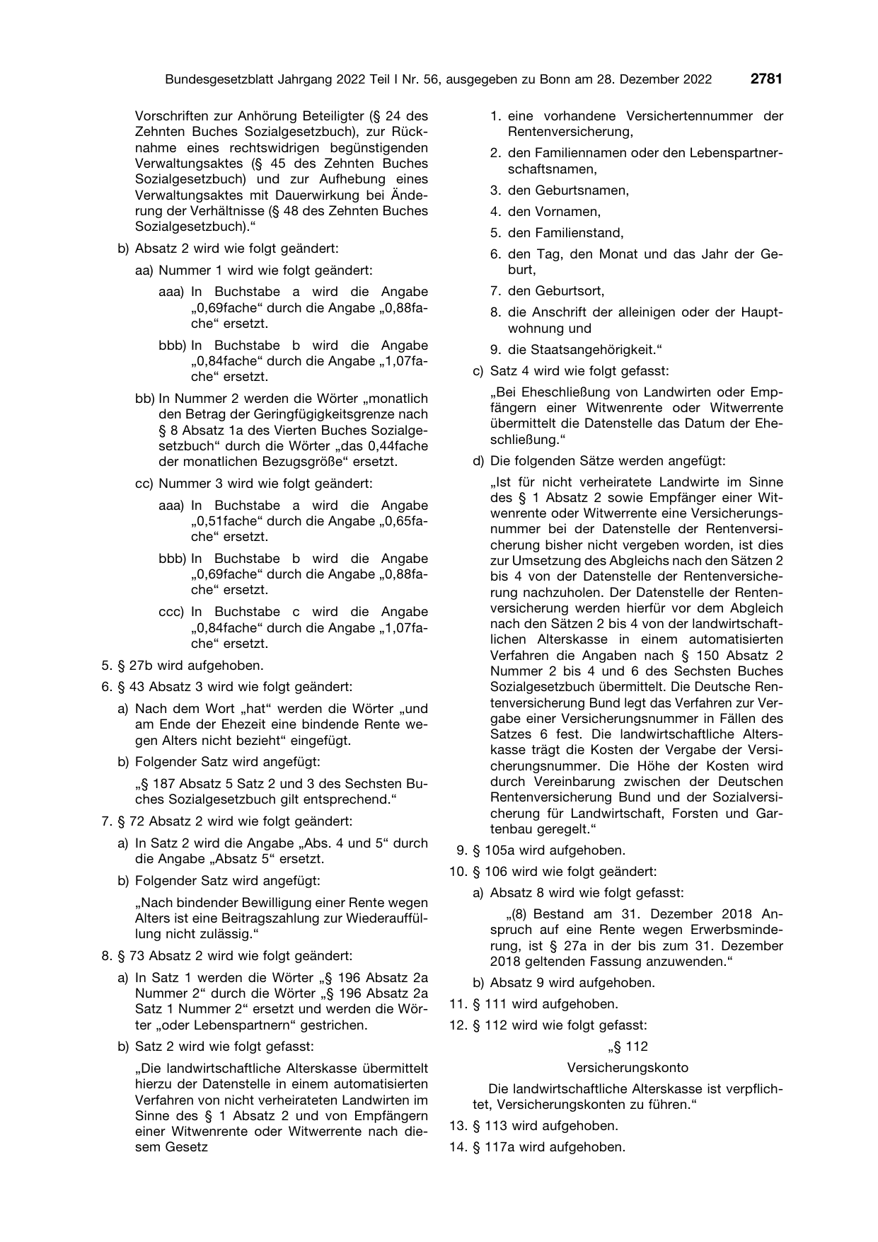 BGBl. 2022, Seite 2781 — Originalseite als Abbildung