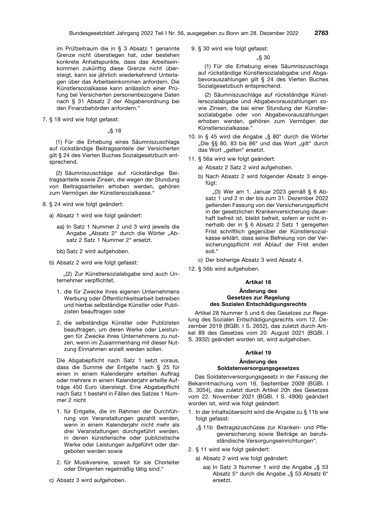 BGBl. 2022, Seite 2783 — Originalseite als Abbildung