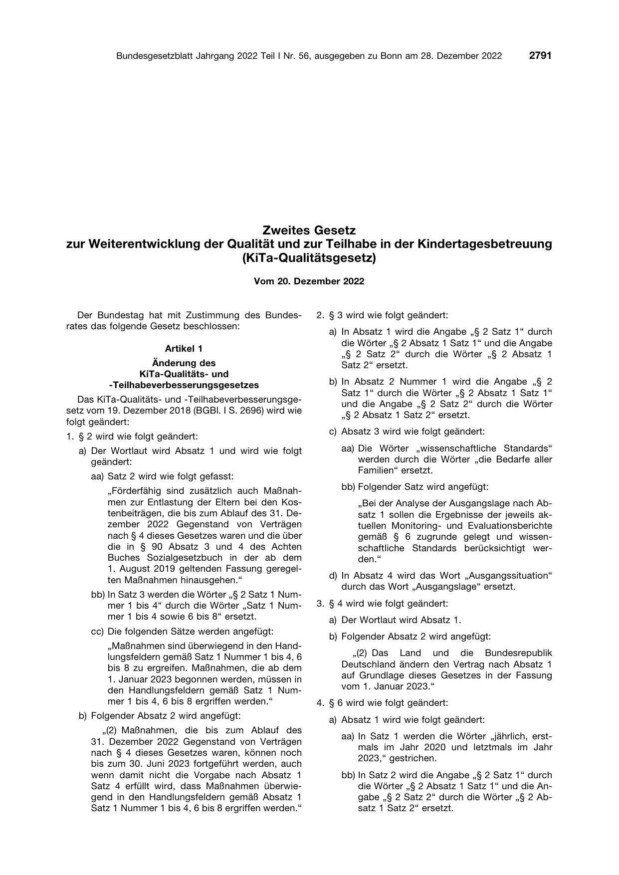 BGBl. 2022, Seite 2791 — Originalseite als Abbildung