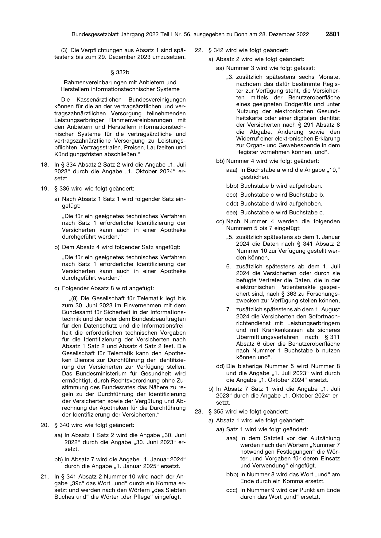 BGBl. 2022, Seite 2801 — Originalseite als Abbildung