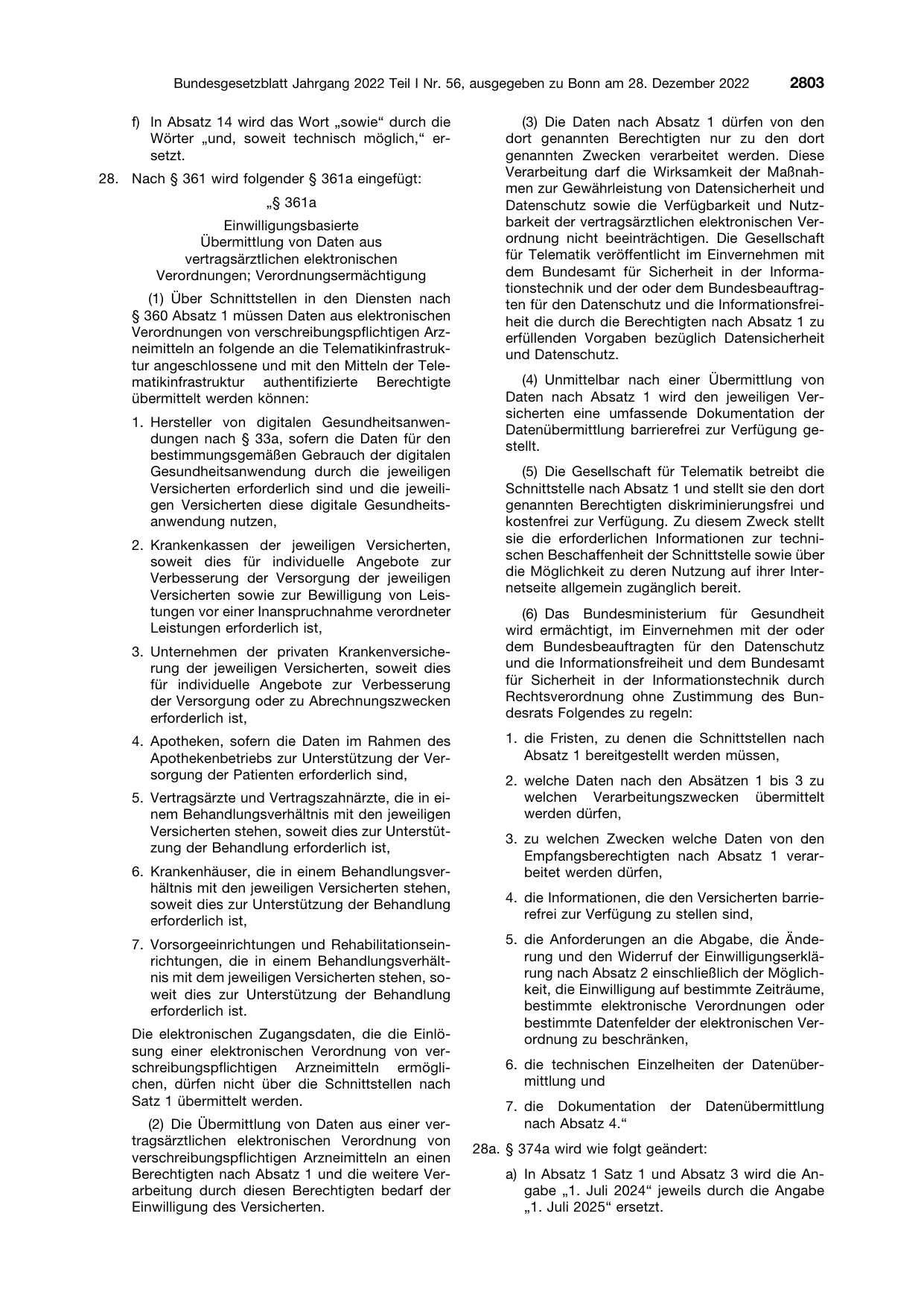 BGBl. 2022, Seite 2803 — Originalseite als Abbildung