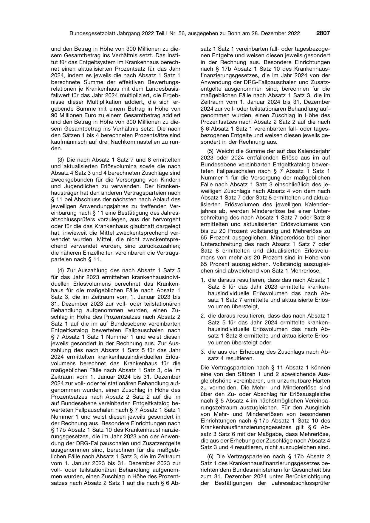BGBl. 2022, Seite 2807 — Originalseite als Abbildung
