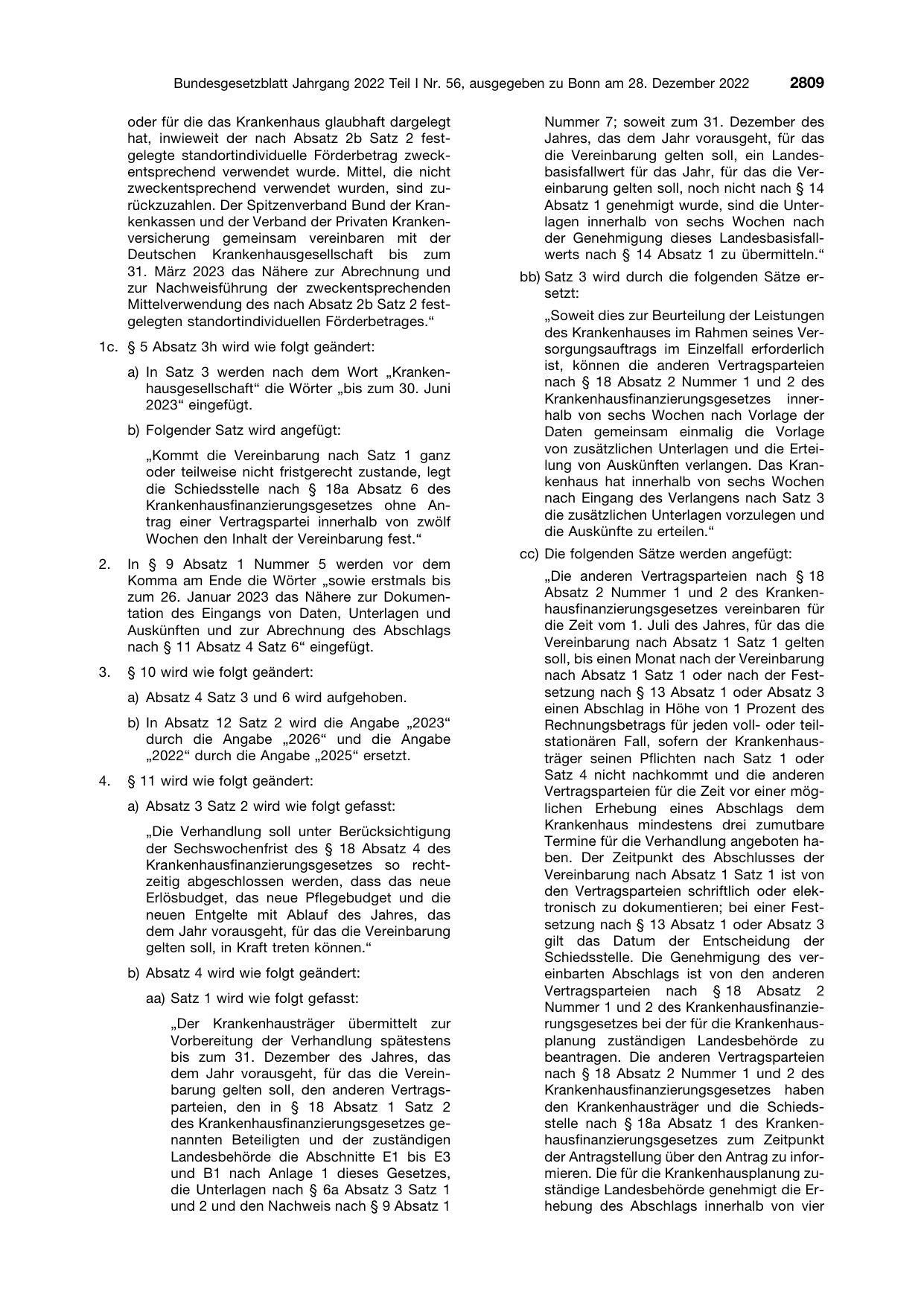 BGBl. 2022, Seite 2809 — Originalseite als Abbildung