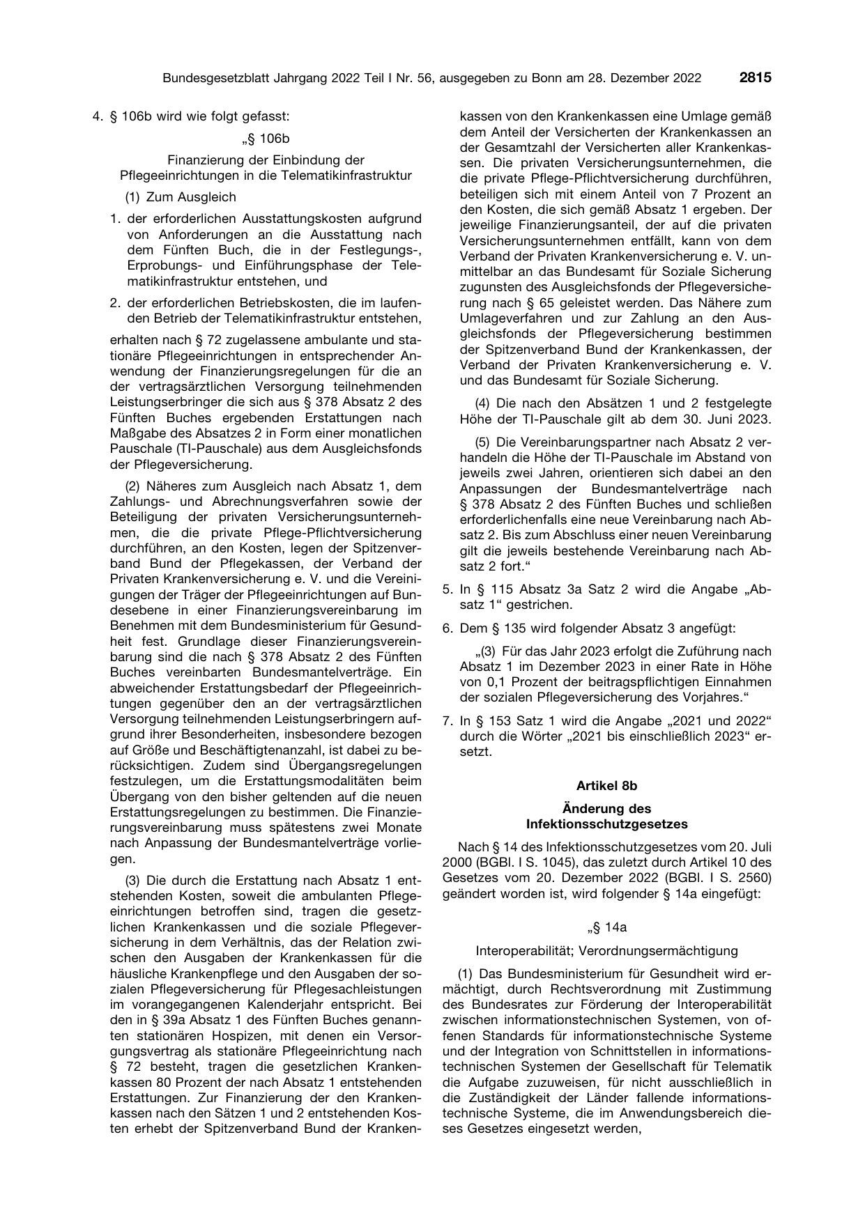 BGBl. 2022, Seite 2815 — Originalseite als Abbildung