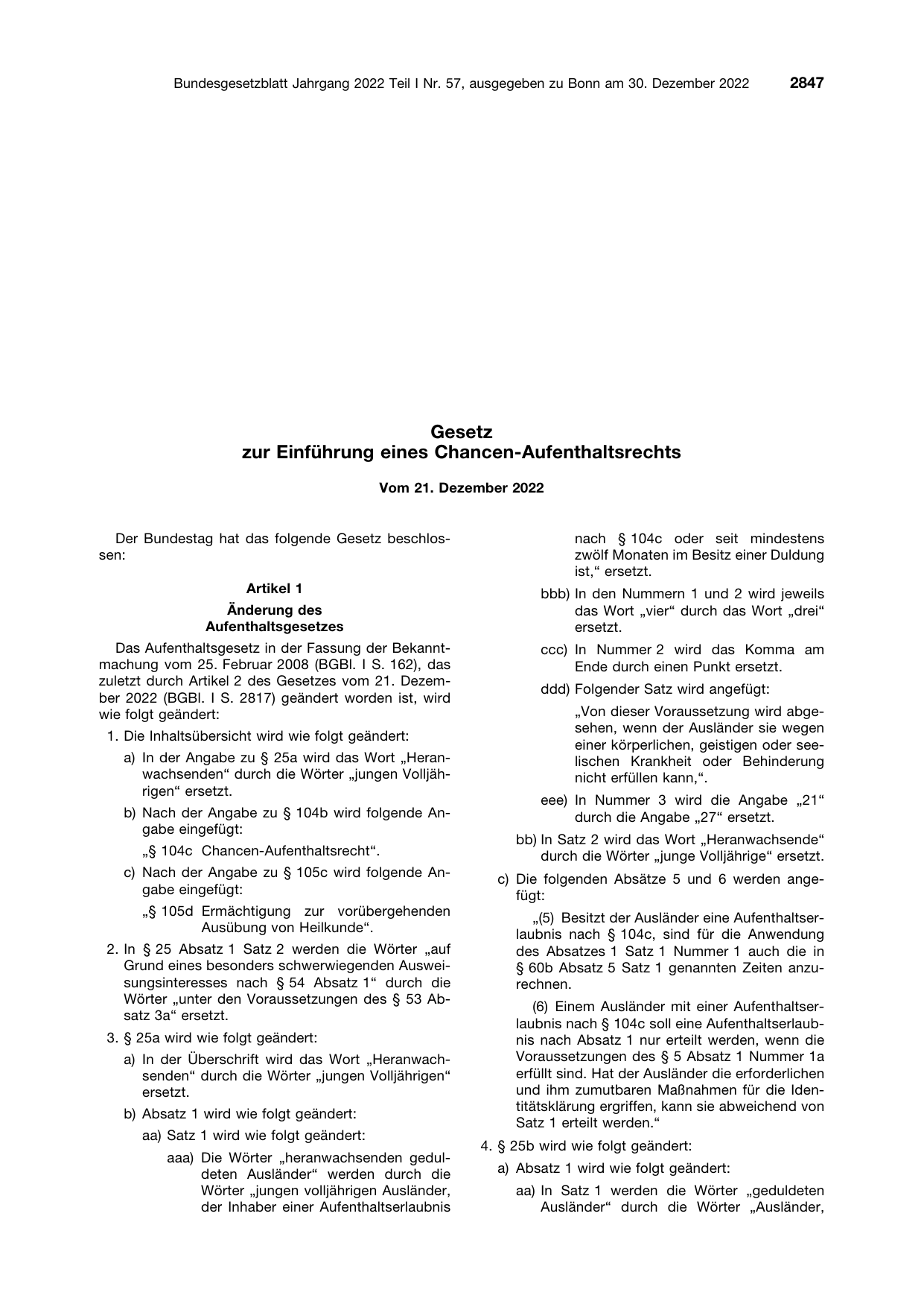 BGBl. 2022, Seite 2847 — Originalseite als Abbildung
