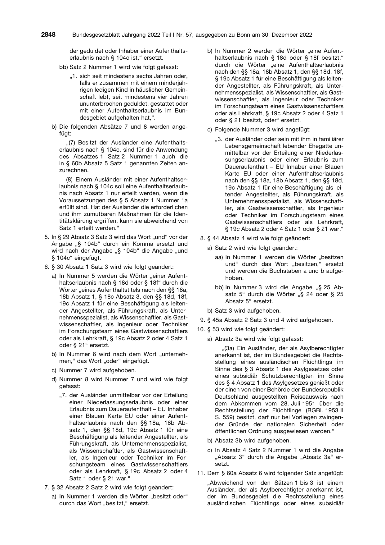 BGBl. 2022, Seite 2848 — Originalseite als Abbildung