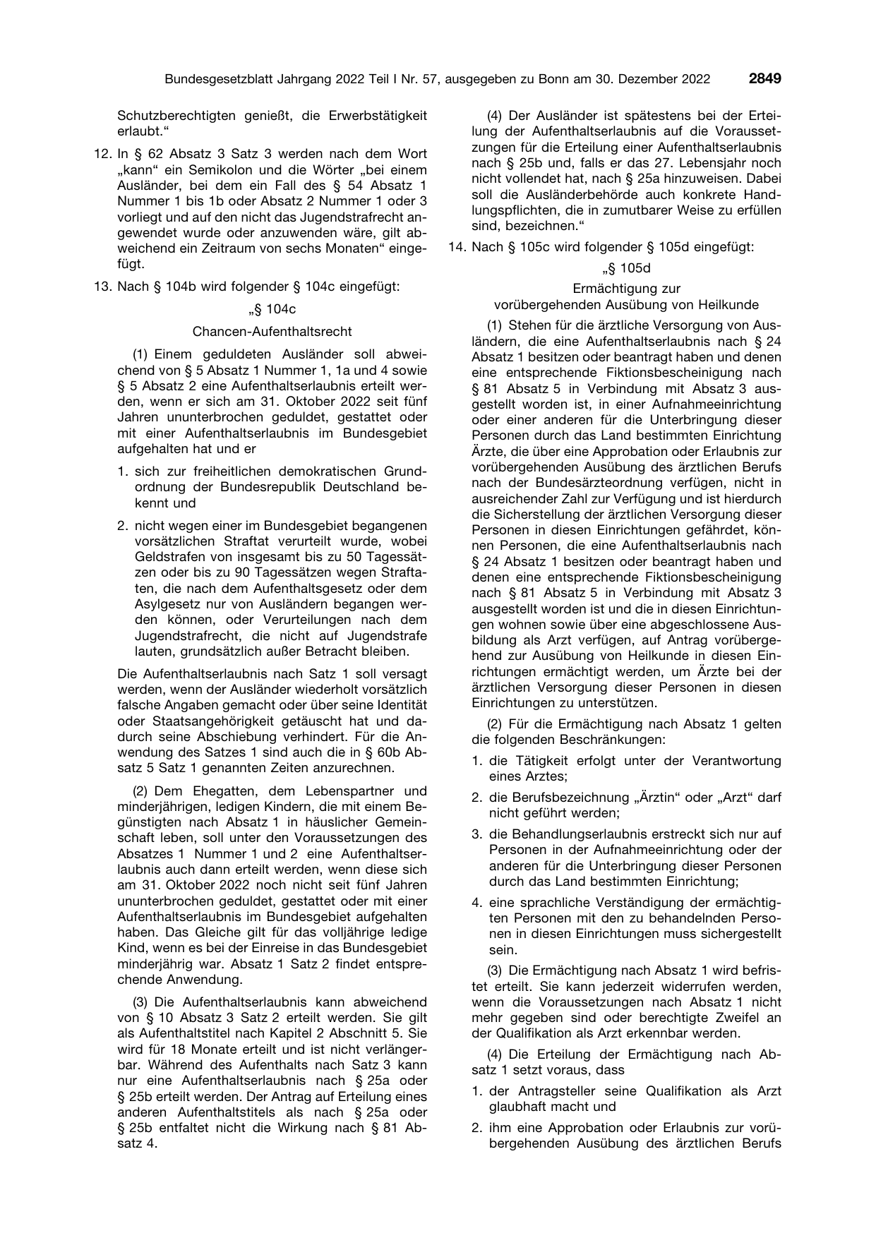 BGBl. 2022, Seite 2849 — Originalseite als Abbildung