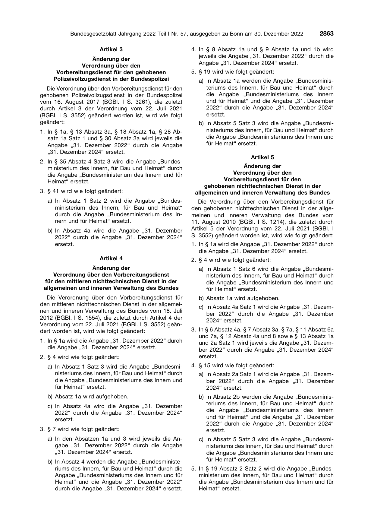 BGBl. 2022, Seite 2863 — Originalseite als Abbildung