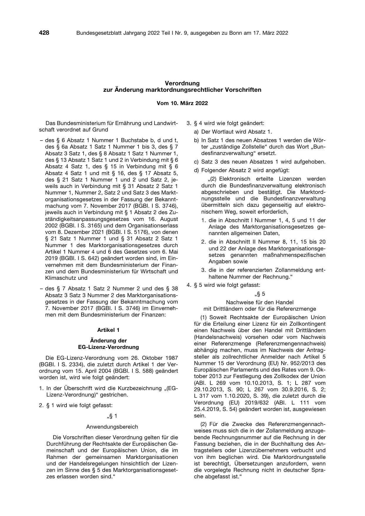 BGBl. 2022, Seite 428 — Originalseite als Abbildung