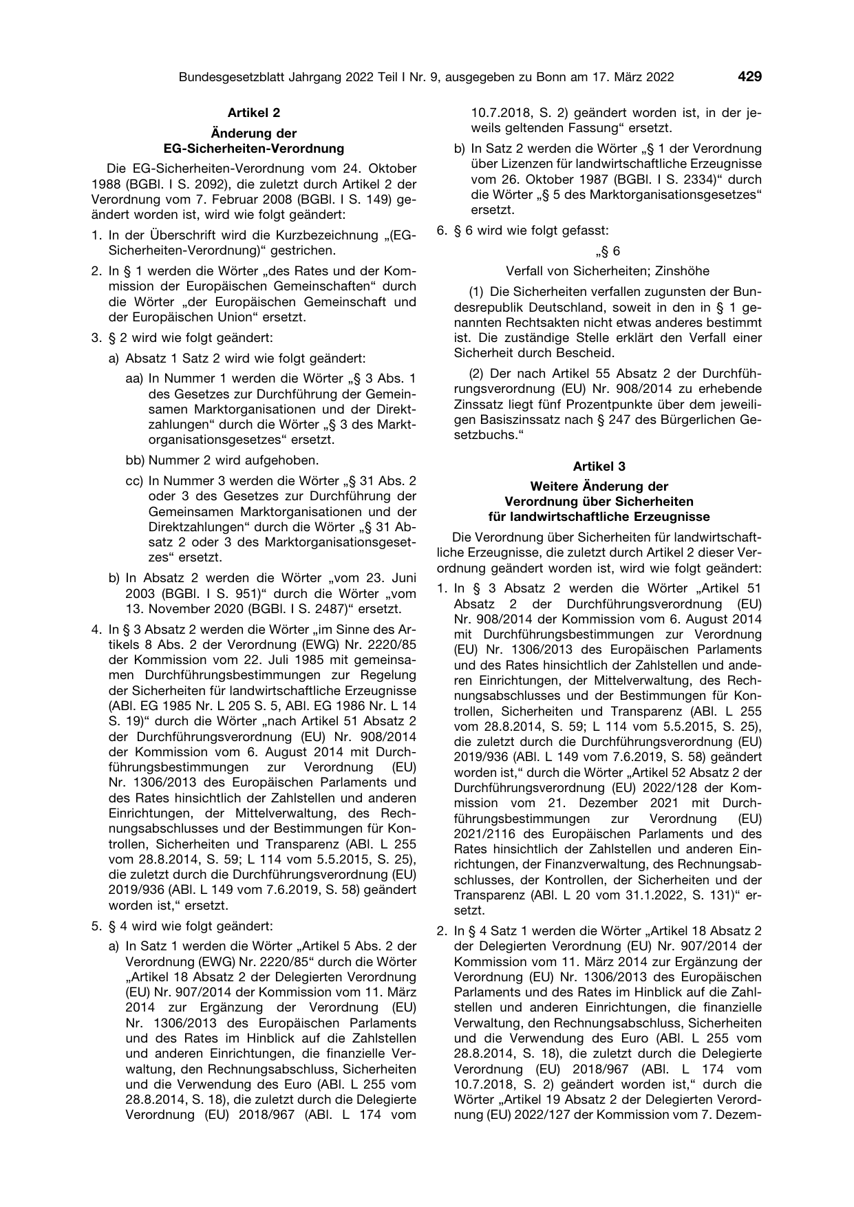 BGBl. 2022, Seite 429 — Originalseite als Abbildung