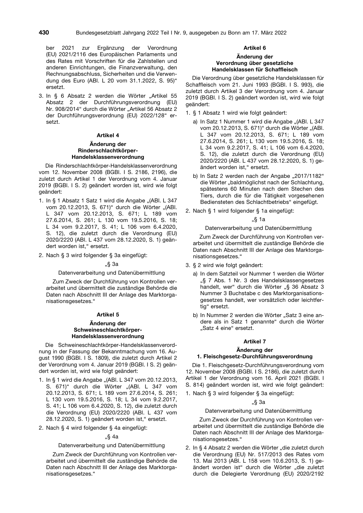 BGBl. 2022, Seite 430 — Originalseite als Abbildung