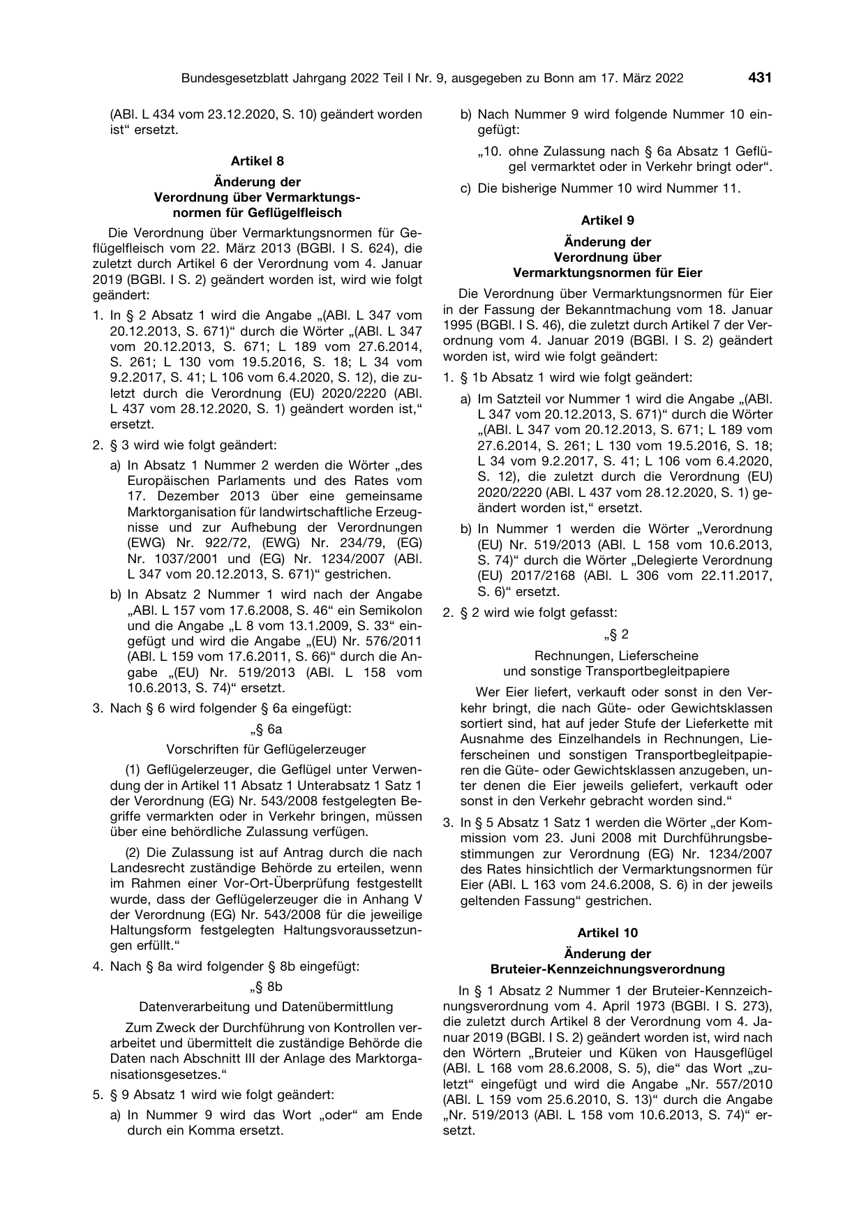 BGBl. 2022, Seite 431 — Originalseite als Abbildung