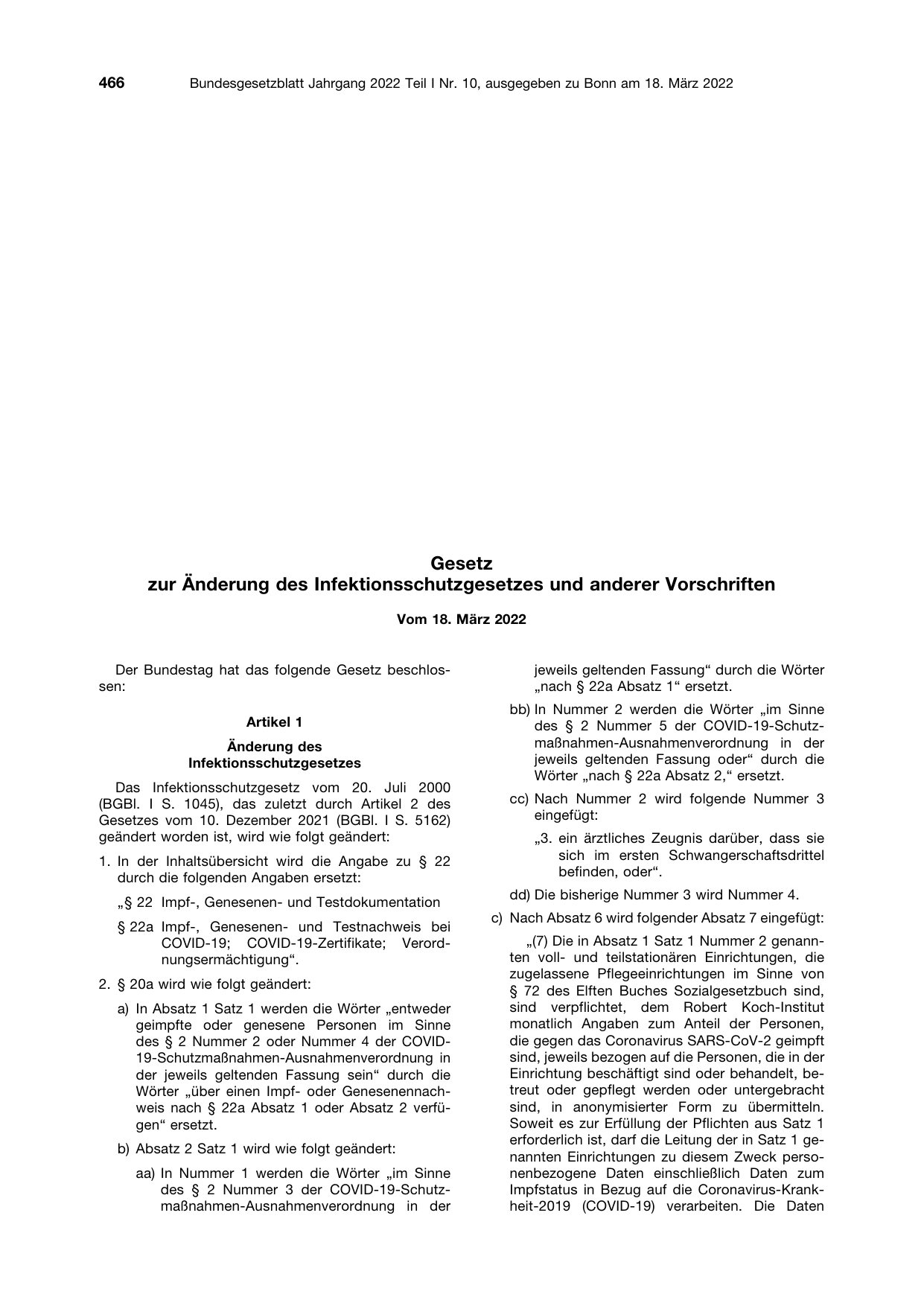 BGBl. 2022, Seite 466 — Originalseite als Abbildung