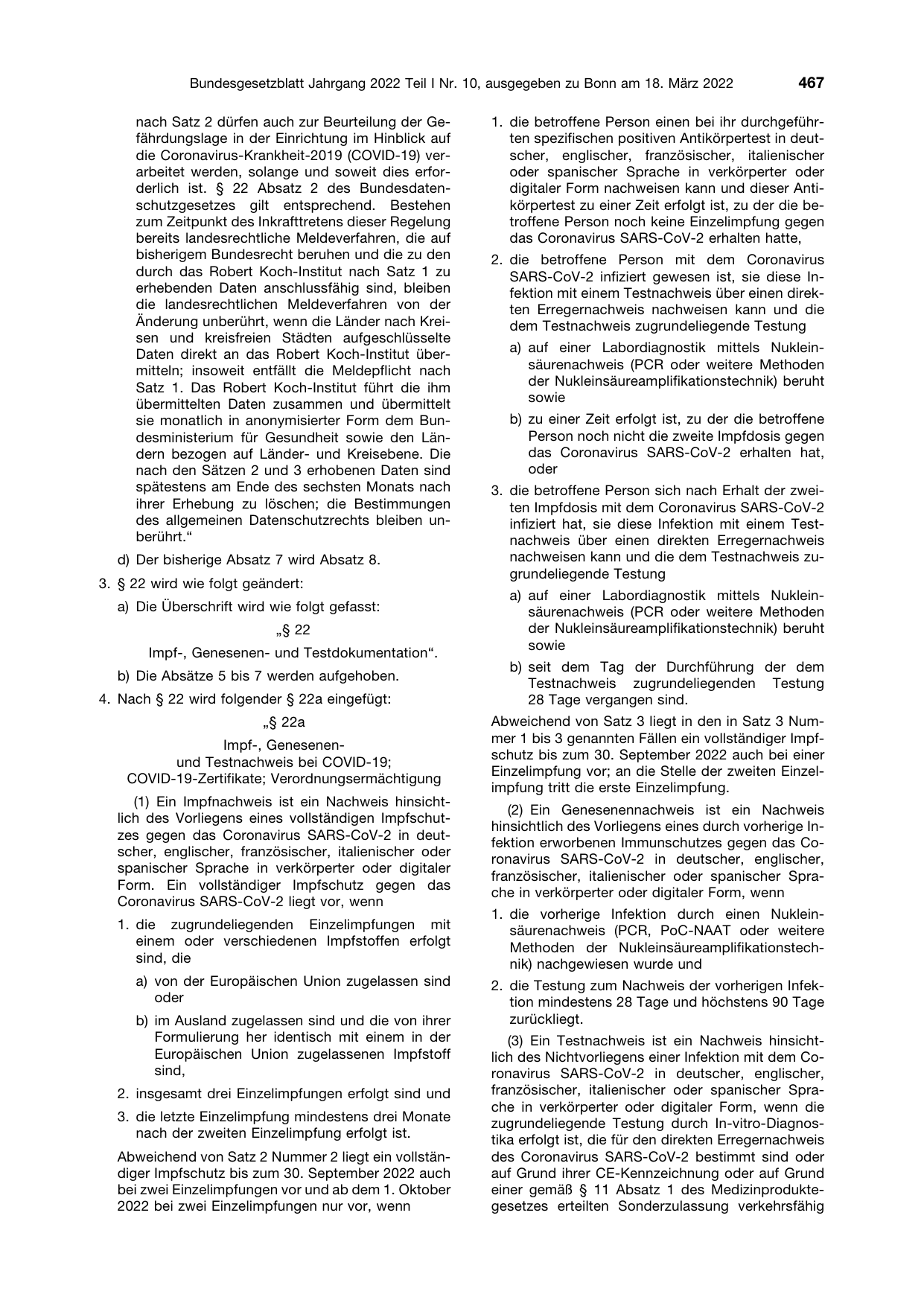 BGBl. 2022, Seite 467 — Originalseite als Abbildung