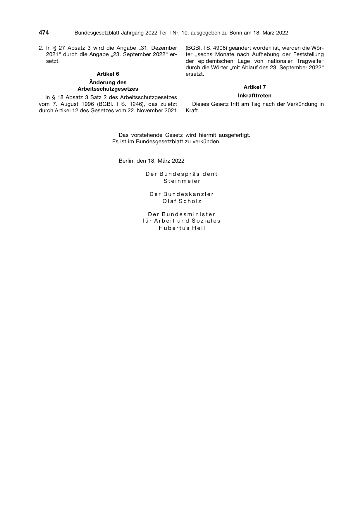 BGBl. 2022, Seite 474 — Originalseite als Abbildung