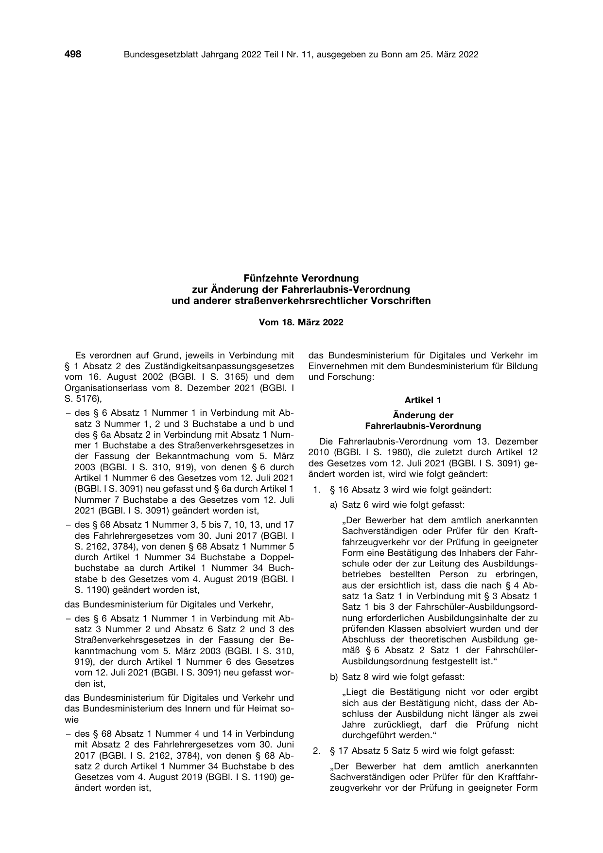 BGBl. 2022, Seite 498 — Originalseite als Abbildung