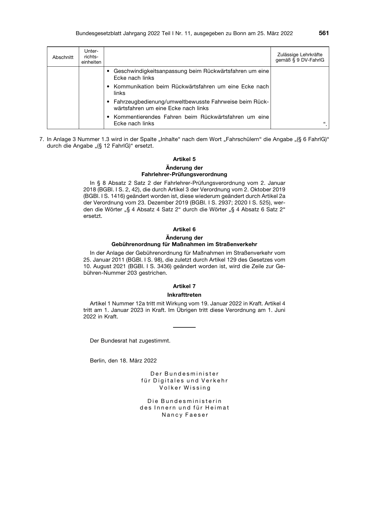 BGBl. 2022, Seite 561 — Originalseite als Abbildung