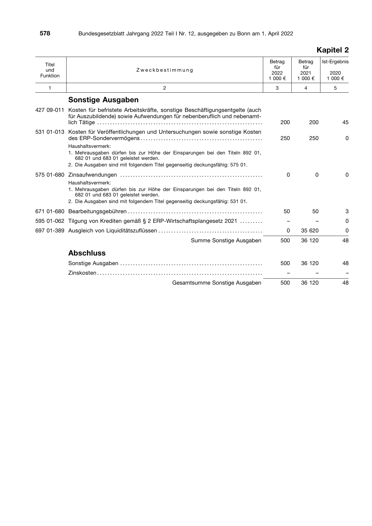 BGBl. 2022, Seite 578 — Originalseite als Abbildung